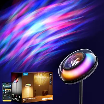 Govee Uplighter Floor Lamp for Living Room, RGBIC Ripple Projector, Floor Lamp for Bedroom, Compatib