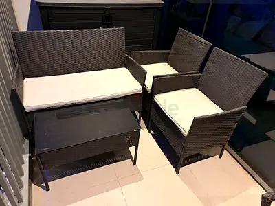 Clearance - 4 piece outdoor rattan furniture set with cushions