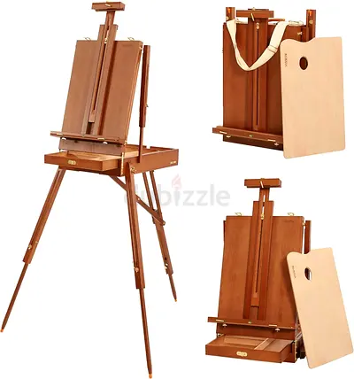 VISWIN French Easel for Painting with Palette, Shoulder Strap & Storage