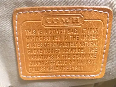 Authentic Coach Leather Handbag - Tan, Classic Signature Patch