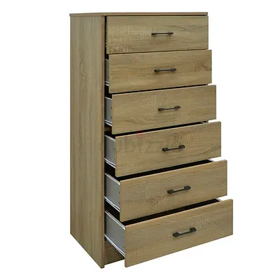 Tall 6-Drawer Wooden Chest of Drawers – Oak Finish