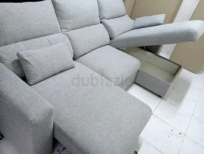 Esklistuna Comfortable Light Grey Corner Sofa Bed a with Storage