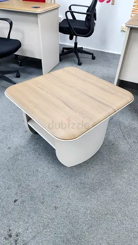 Compact Coffee / Side Table with Wood Top and White Base 70cm x 70cm