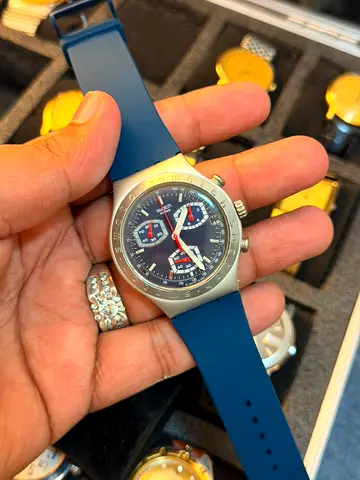Swatch Chronograph Blue Strap Men’s Watch – Stylish Swiss Design