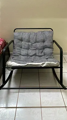 Black Metal Rocking Chair with Cushioned Seat (Used)