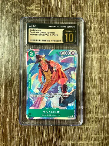 One Piece Graded  Japanese Promo Card -Bartolomeo CGC 10 Pristine (Encased) - Rare