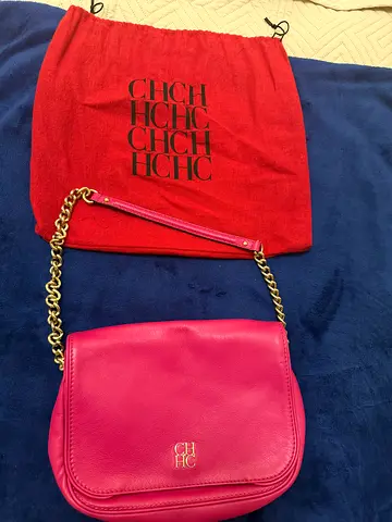 Carolina Herrera Pink leather shoulder bag with chain strap (includes dust bag)