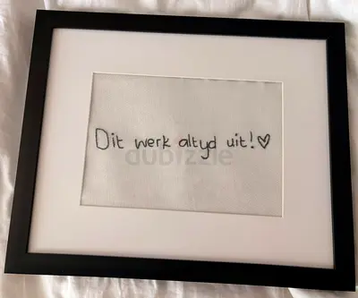 Handmade Gift handwriting of embroidery with a frame for gifting in anniversaries or birthdays.
