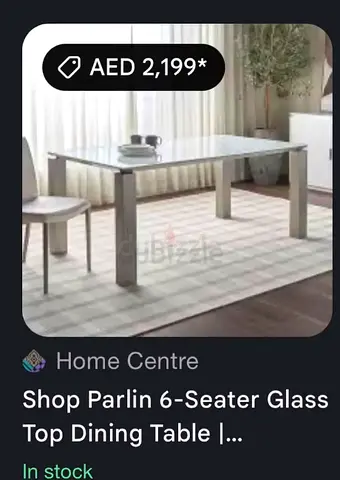 Parlin 6-Seater glass top Dining table with 6 chairs