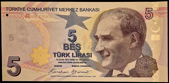 TURKIYE 5 LIRA BANKNOTE 2024
