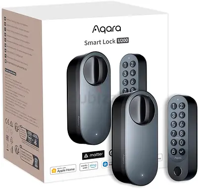 Aqara Smart Lock U200 (with Fingerprint), Matte Over Thread, Smart Door Lock with Apple Home Key and