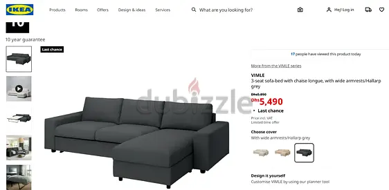 IKEA VIMLE L SHAPE SOFA SET