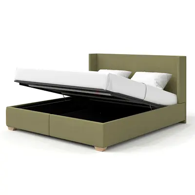 Olive green wingback super king hydraulic bed