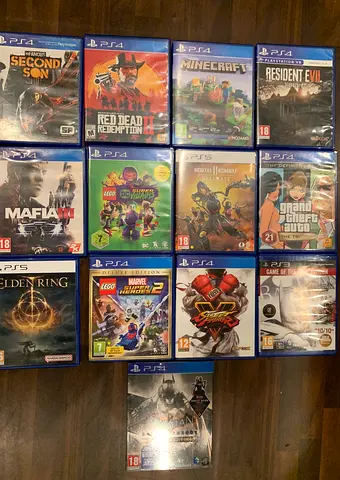 Mixed PlayStation 4 & 5 game lot — PS4/PS5 titles including Red Dead, Elden Ring, GTA V, more