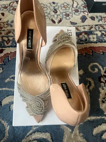 Nine West women's nude heels with crystal detail, size available