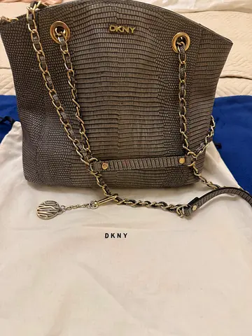 DKNY chain-strap textured leather shoulder bag - good condition
