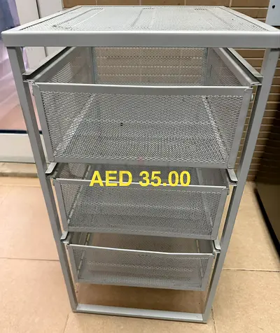 IKEA-style metal storage drawer unit - 4 mesh drawers, silver