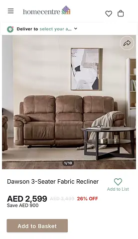 Dawson 3-seater Fabric Recliner