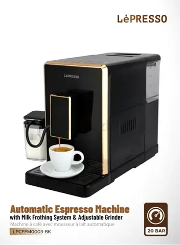 Lepresso Automatic Espresso Machine with Milk Frother - 20 BAR