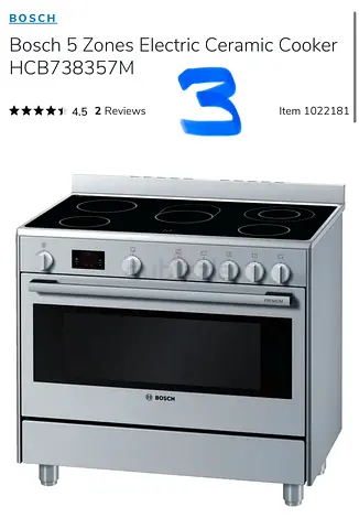 Bosch 5-Zone Electric Ceramic Cooker HCB738357M - Stainless Steel