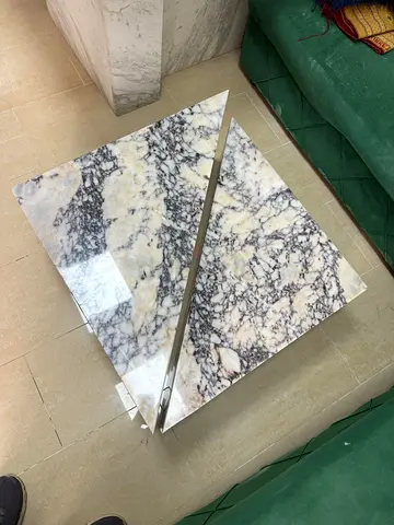 Pair of Marble-Top Triangle Coffee/Side Tables