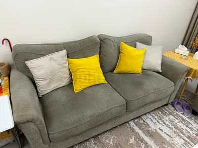 Comfortable 3-Seater +2 seats Grey Fabric Sofa with Cushions 4 Nos. Grey color only