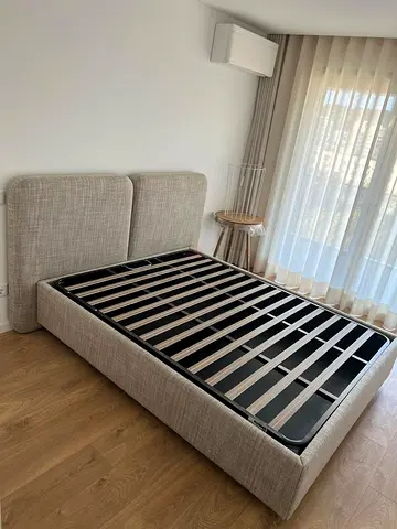 Fabric Double Bed Frame with Padded Headboard