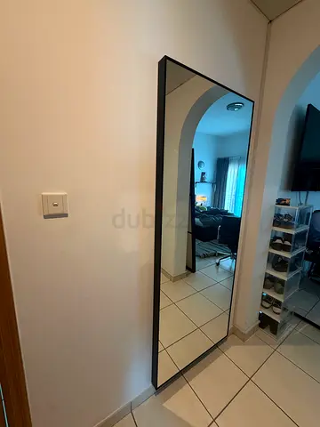 Standing/Wall Mirror with Slim Black Frame - Excellent Condition