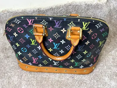 Pre-owned Louis Vuitton Multicolor Alma MM Handbag - Black Canvas