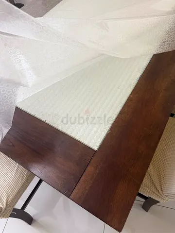 Solid Wood Dining Table with Glass Inset & 6 chairs - Good Condition