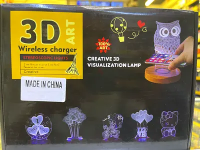 3D Creative Visualization Lamp with Wireless Charger - Decorative LED Night Light