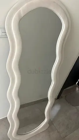 Full-length wavy frame standing mirror - white, good condition