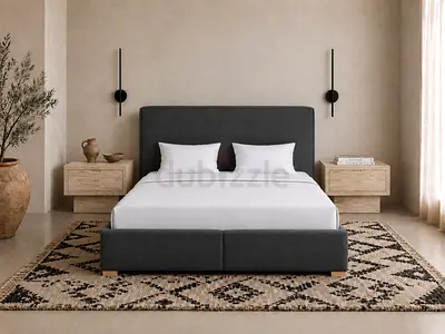 Wingless headboard king size bed frame