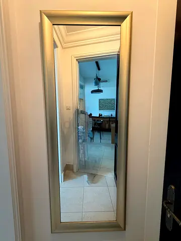 Sleek Full-Length Mirror with Light Gold Wooden Frame