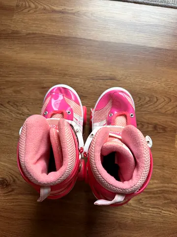 Kids pink adjustable inline roller skates - good condition