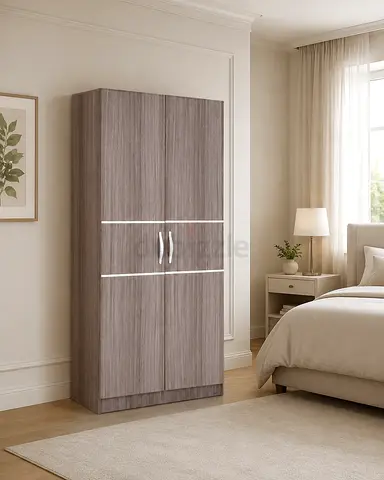 Modern 2-Door Wooden Wardrobe – New Grey Wardrobe for Bedroom