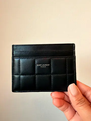 Saint Laurent black quilted leather card holder