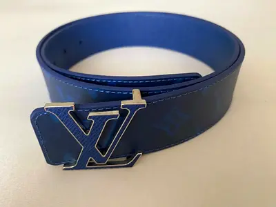 Genuine Louis Vuitton Blue Monogram LV Belt - 42"