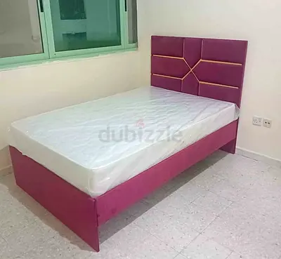 New Double Size Bed Frame with Headboard and Mattress - Pink