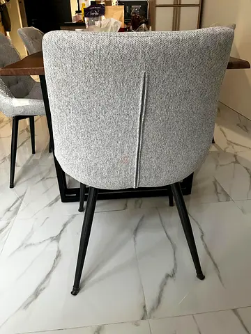 Set of 5 - Modern Upholstered Dining Chairs - Light Grey, Good Condition