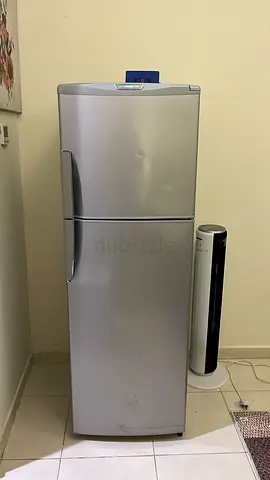 Silver double-door refrigerator - good working condition