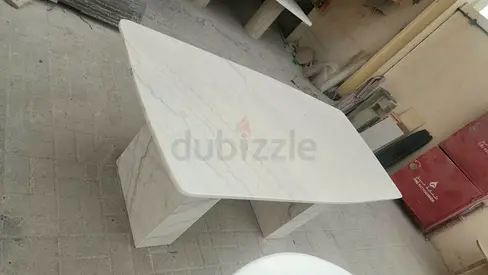 White Marble Coffee Table - Solid Rectangular Design