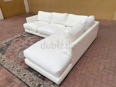 West Elm L Shape Sofa Beige Excellent condition
