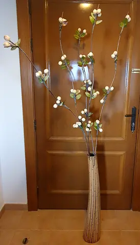 Tall Decorative Floor Vase with Artificial Branches