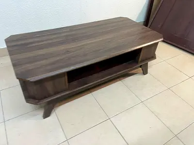 Wooden TV Cabinet / Coffee Table with Open Shelf - Dark Walnut