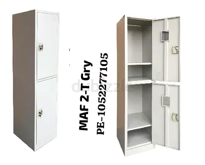 Two-Tier Metal Locker / Staff Storage Cabinet - Grey