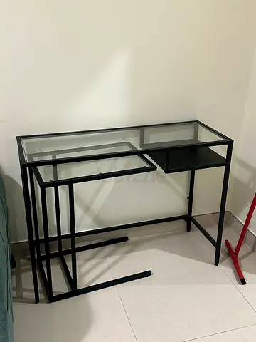 Modern Glass and Black Metal Laptop Desk 2 pic
