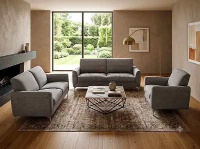Gray 3-Seater Sofa Set with Matching Loveseat and Armchair - Good Condition
