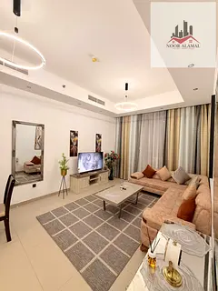 Sharjah, Al Mamzar: La Plage Tower – 1 bedroom + living room with 2 bathrooms. Rent: 7,500 (includ