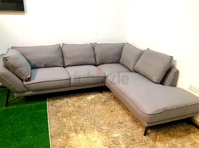 Gray fabric corner sectional L shape sofa